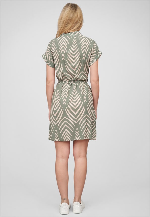 Cloud5ive Damen T-Shirt Kleid mit Turn-Up Ärmel und All Over Print-1