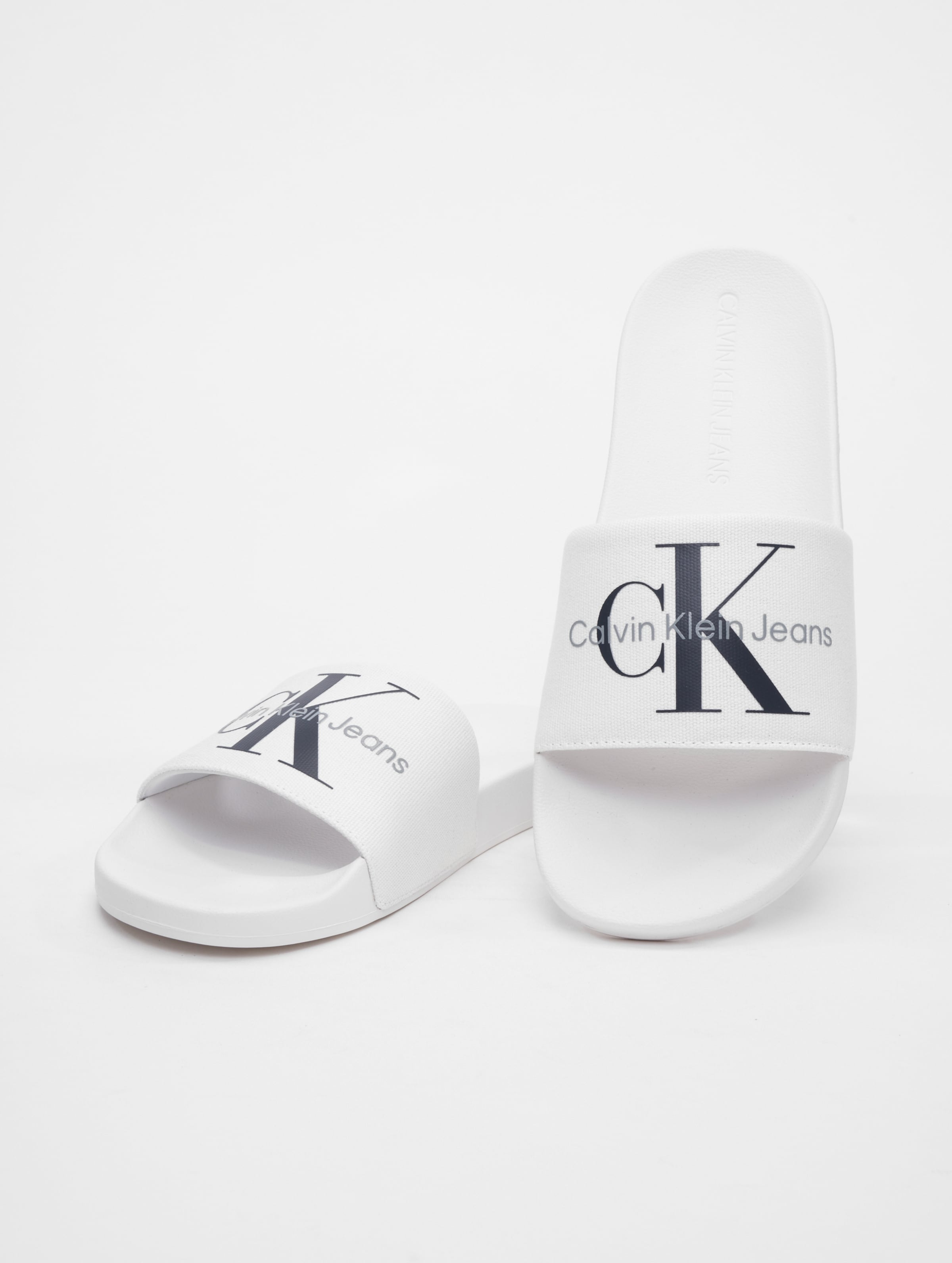 Calvin Klein Slide Monogram Co Slippers Heren Wit Maat 40