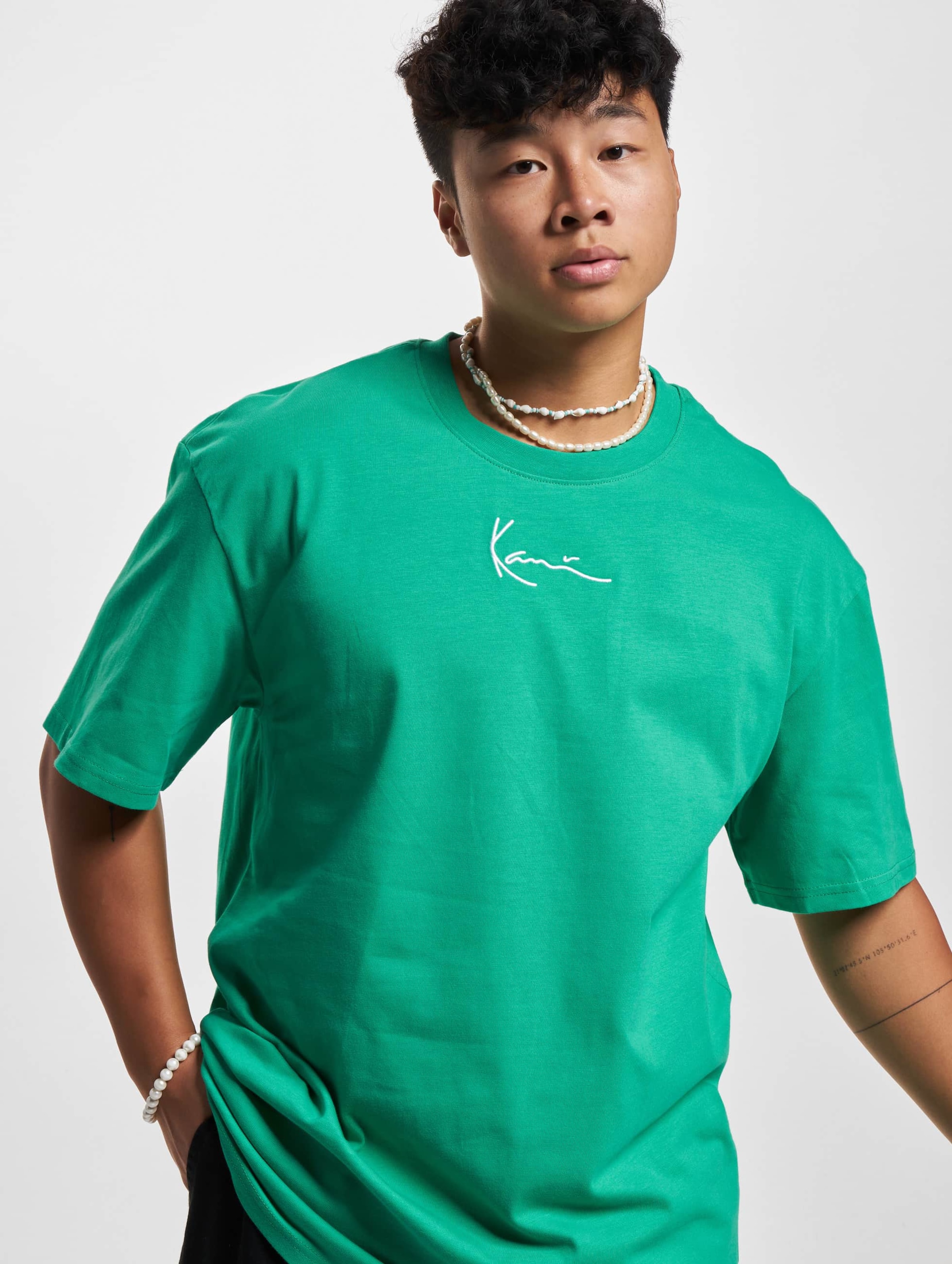 Karl Kani Small Signature Essential T-Shirt Mannen op kleur groen, Maat XS