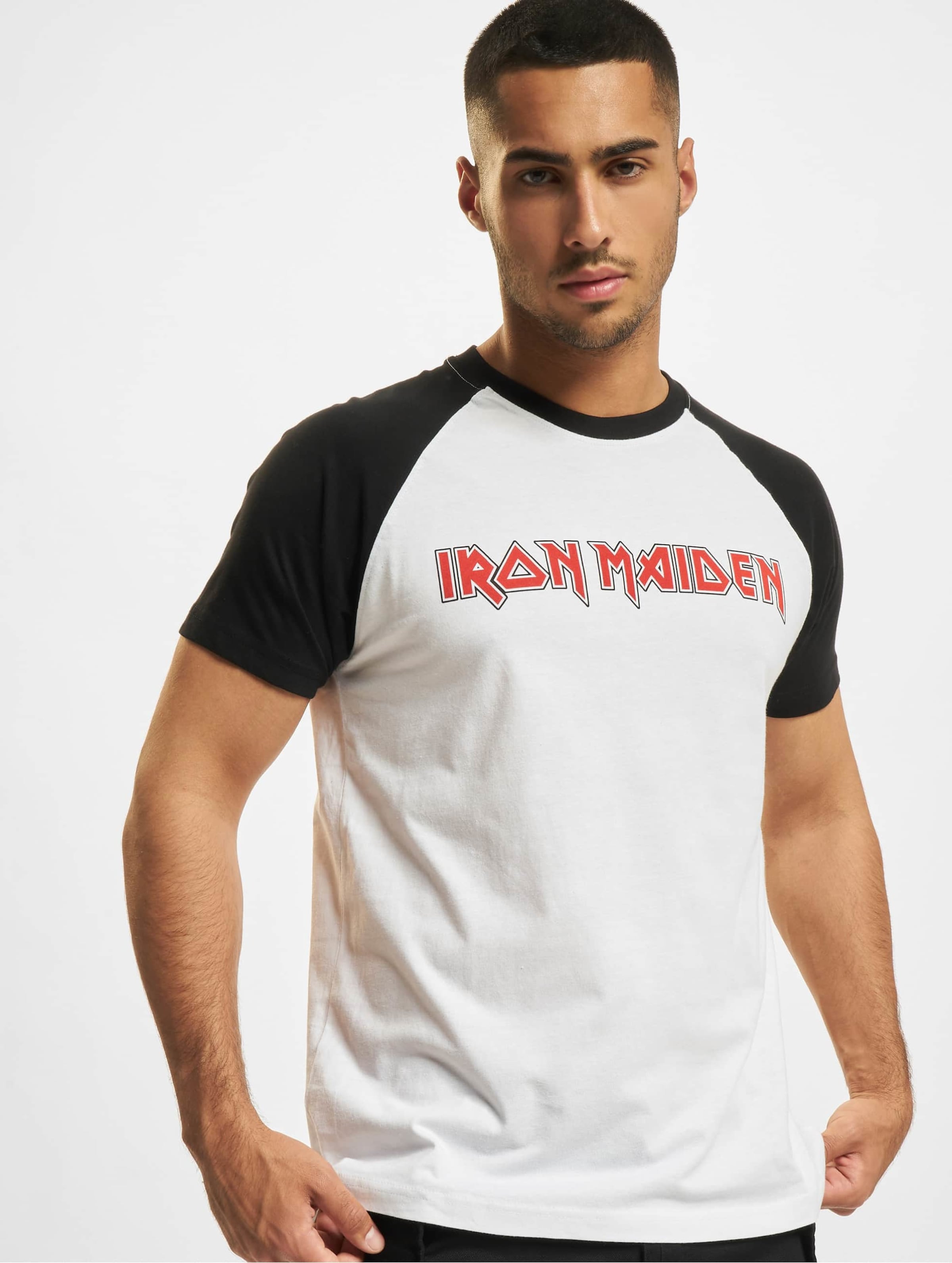 Merchcode Iron Maiden Logo Baseball Tee Mannen op kleur zwart, Maat XXL