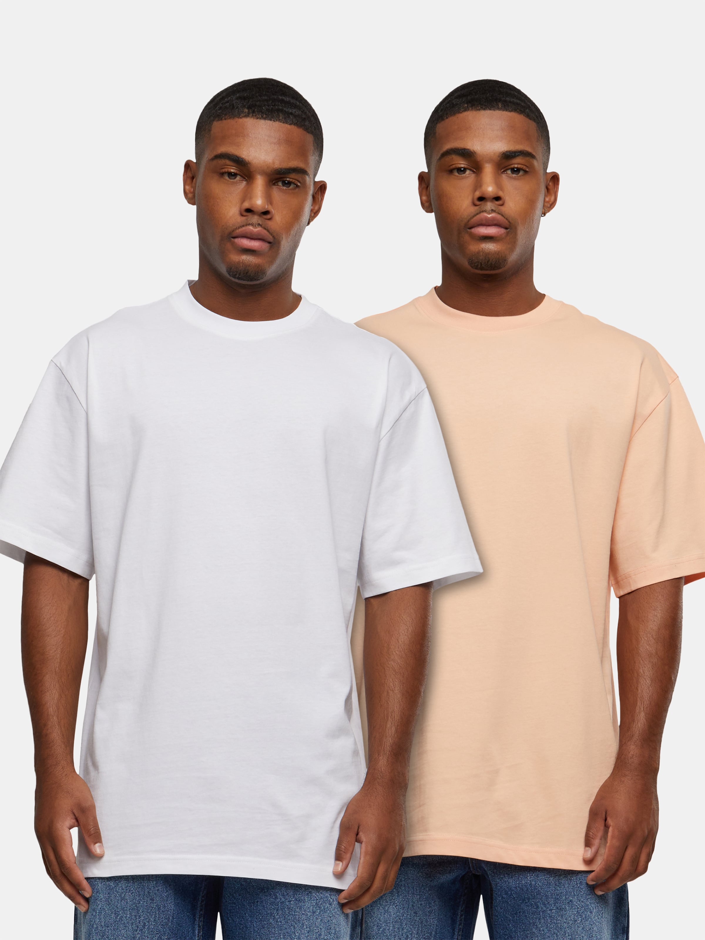 Urban Classics - Tall 2-pack Heren T-shirt - XXL - Roze/Wit
