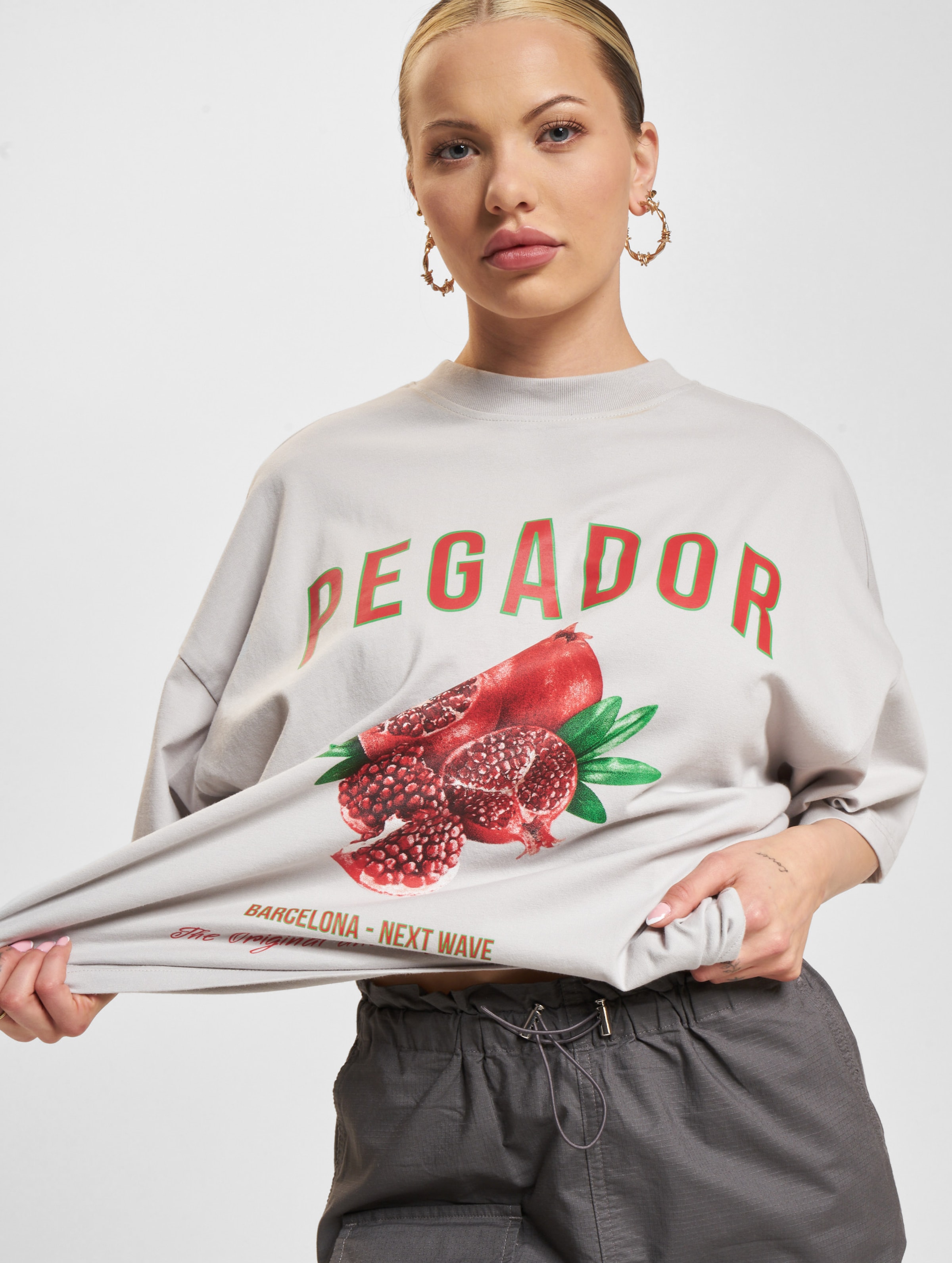 PEGADOR Balari Heavy Oversized T-Shirts Frauen,Unisex op kleur grijs, Maat S