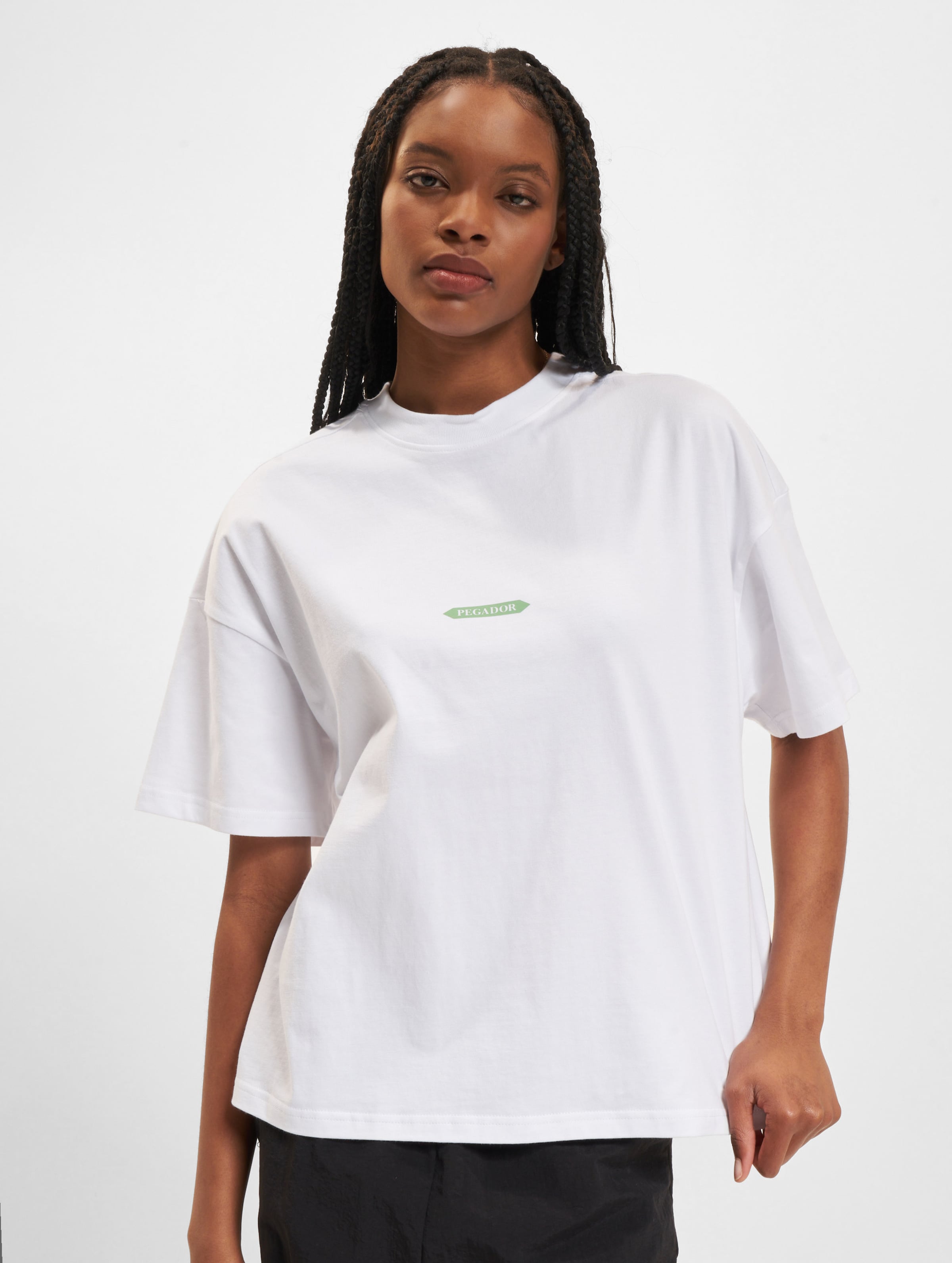 PEGADOR Tia Heavy Oversized T-Shirts Frauen,Unisex op kleur wit, Maat S