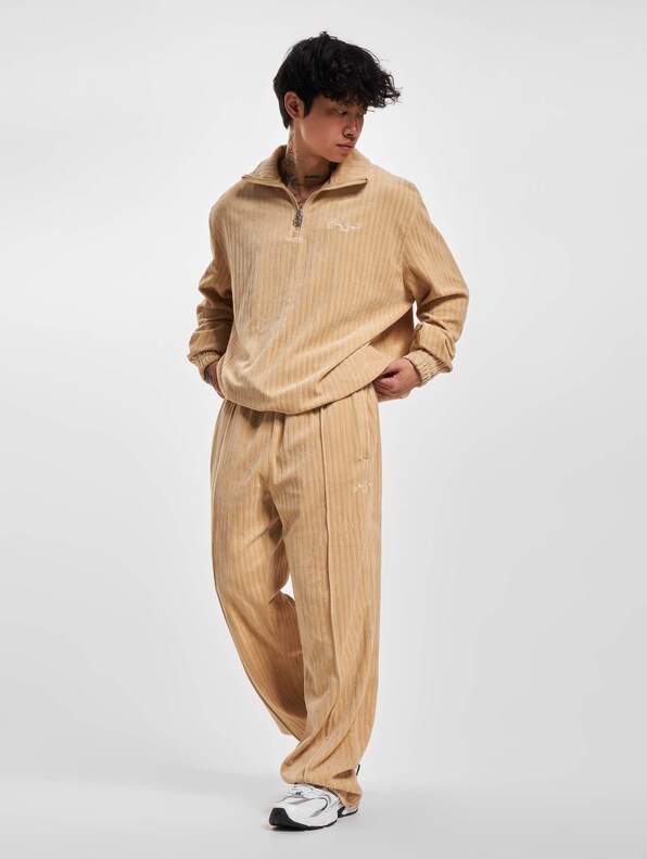 JM233-007-1 SJ Script Logo Striped Velours Trackpants-6