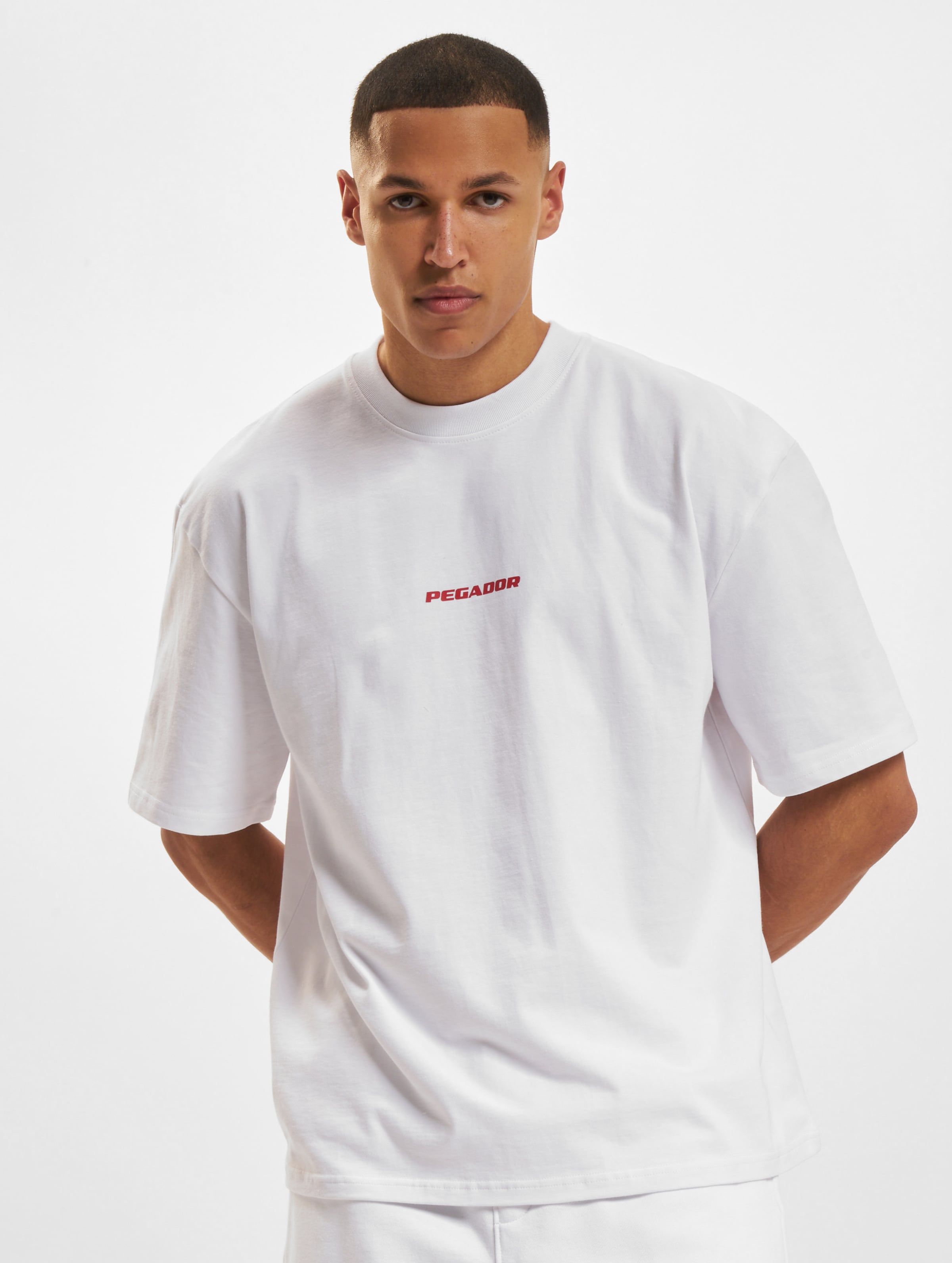 PEGADOR Colne Logo Oversized T-Shirt Mannen op kleur wit, Maat XL