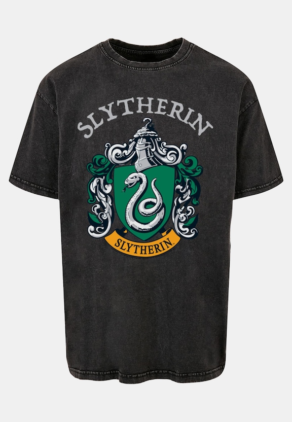 Harry Potter - Slytherin Crest Acid Washed Oversized Tee-5