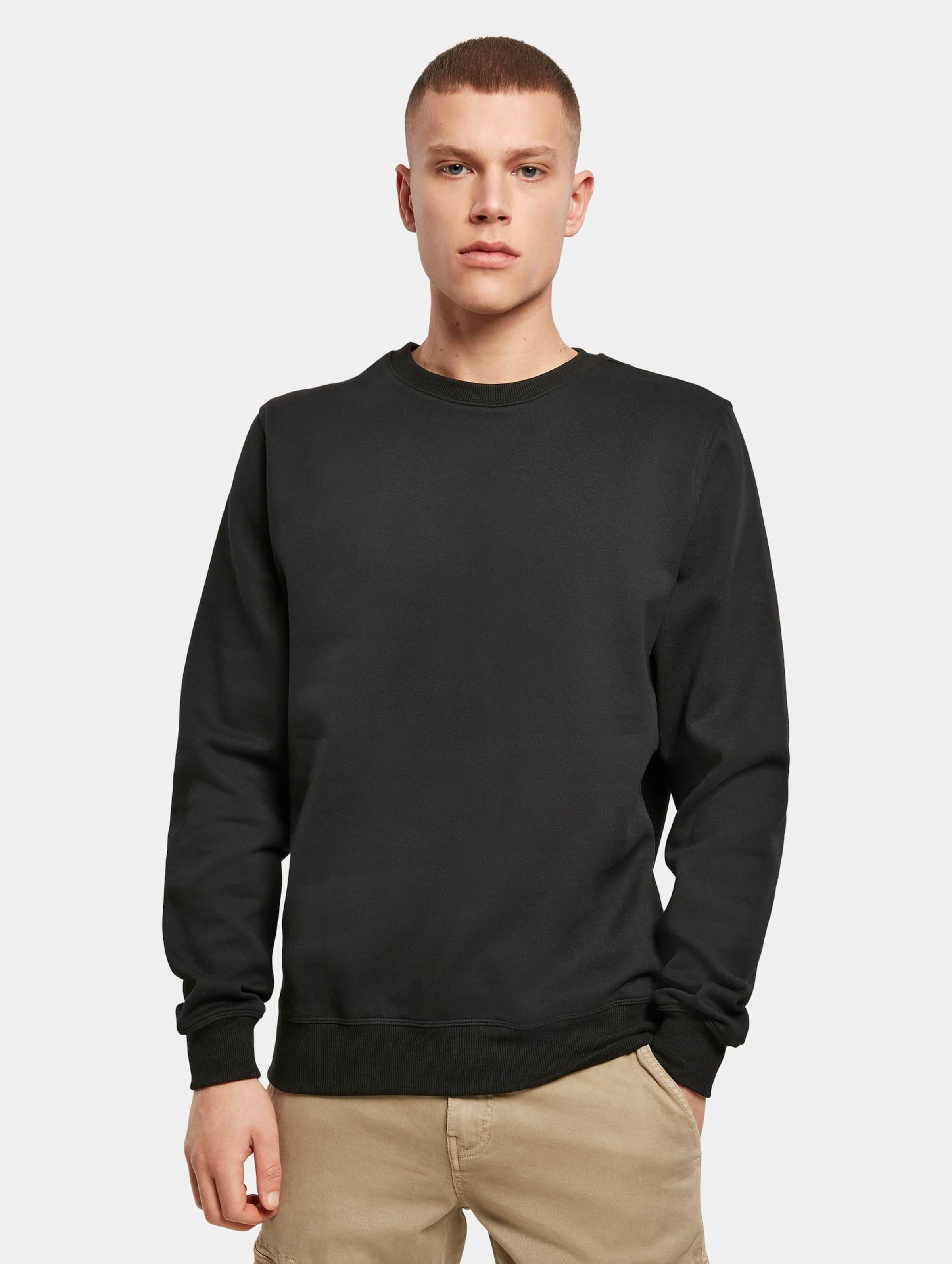 Build Your Brand Premium Crewneck Mannen op kleur zwart, Maat XL