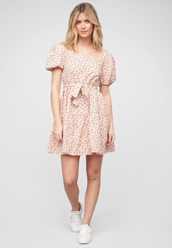 VILESIE SQUARE NECK S/S SHORT DRESS-4