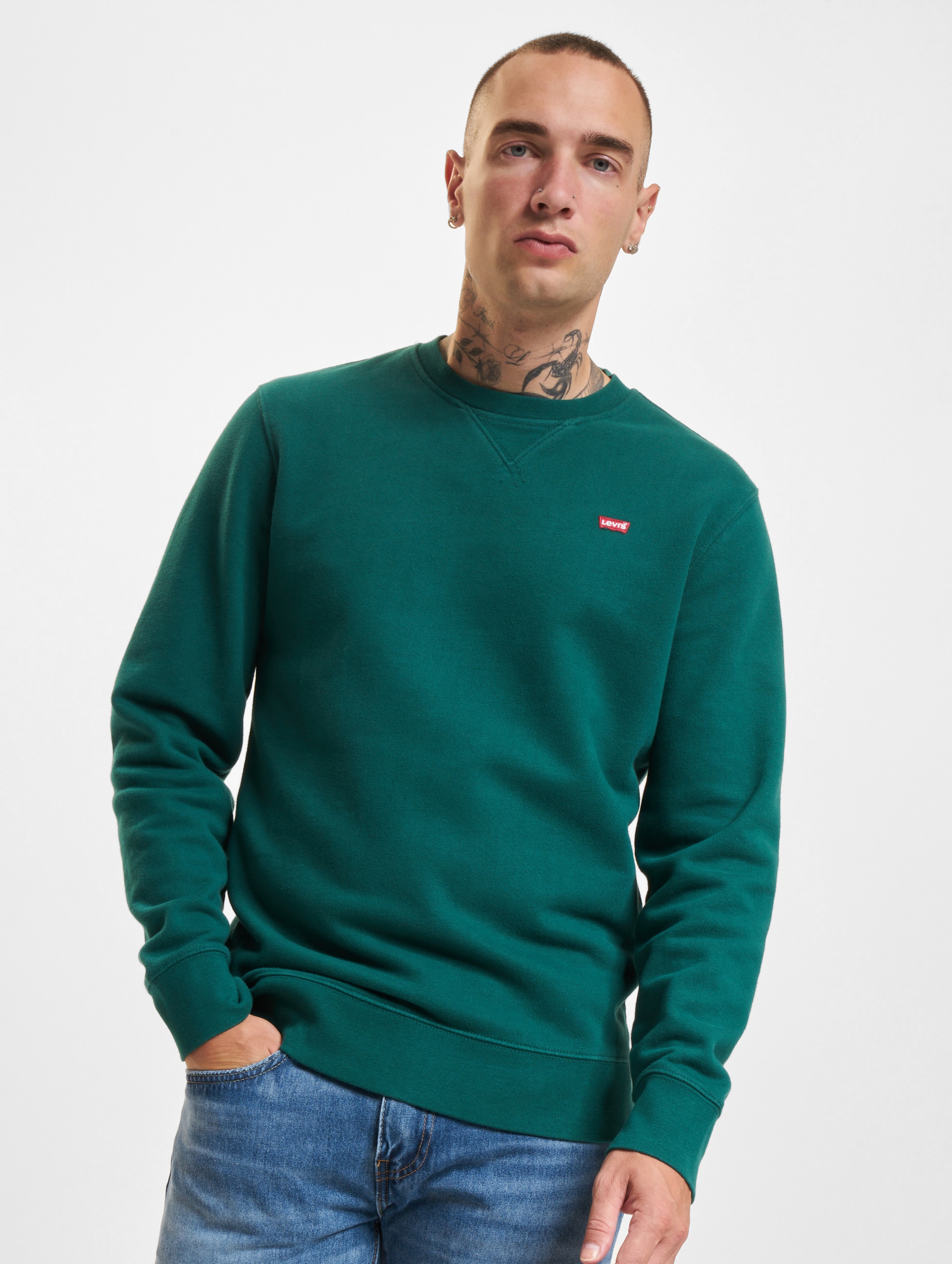 Levi's Original Crew Pullover op kleur groen, Maat S