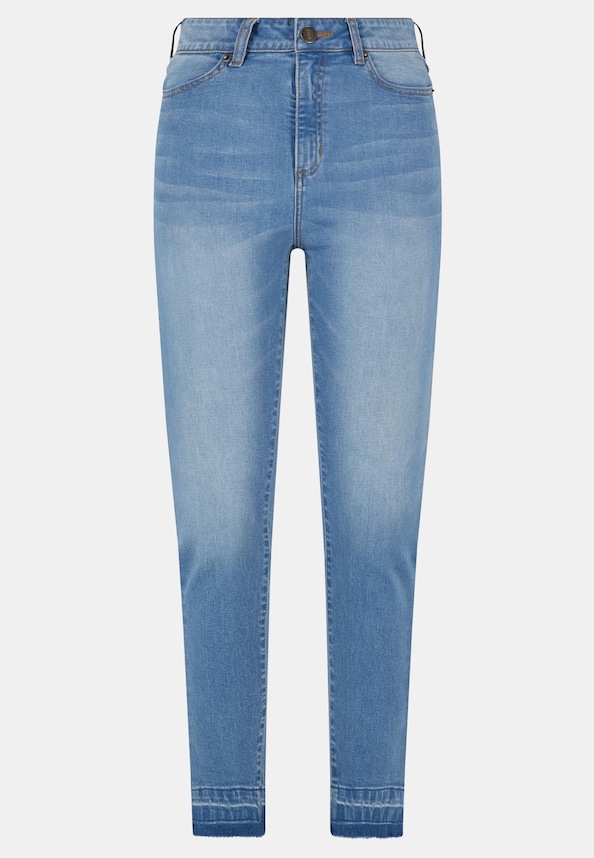 Ladies Skinny High Waist Open Hem Jeans-2