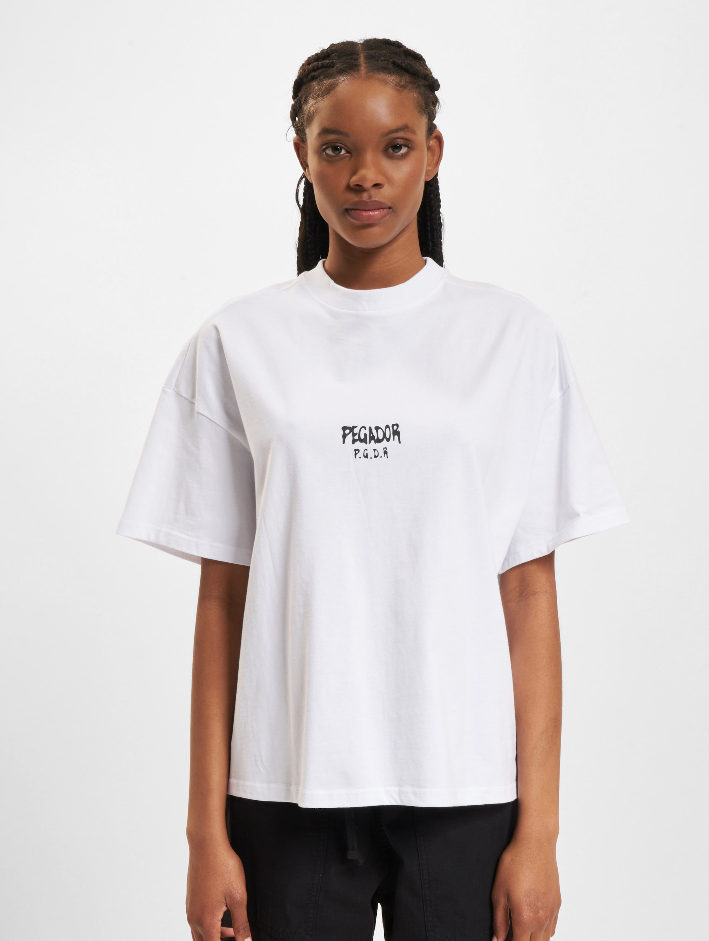 PEGADOR Ramira Heavy Oversized T-Shirts Frauen,Unisex op kleur wit, Maat XS