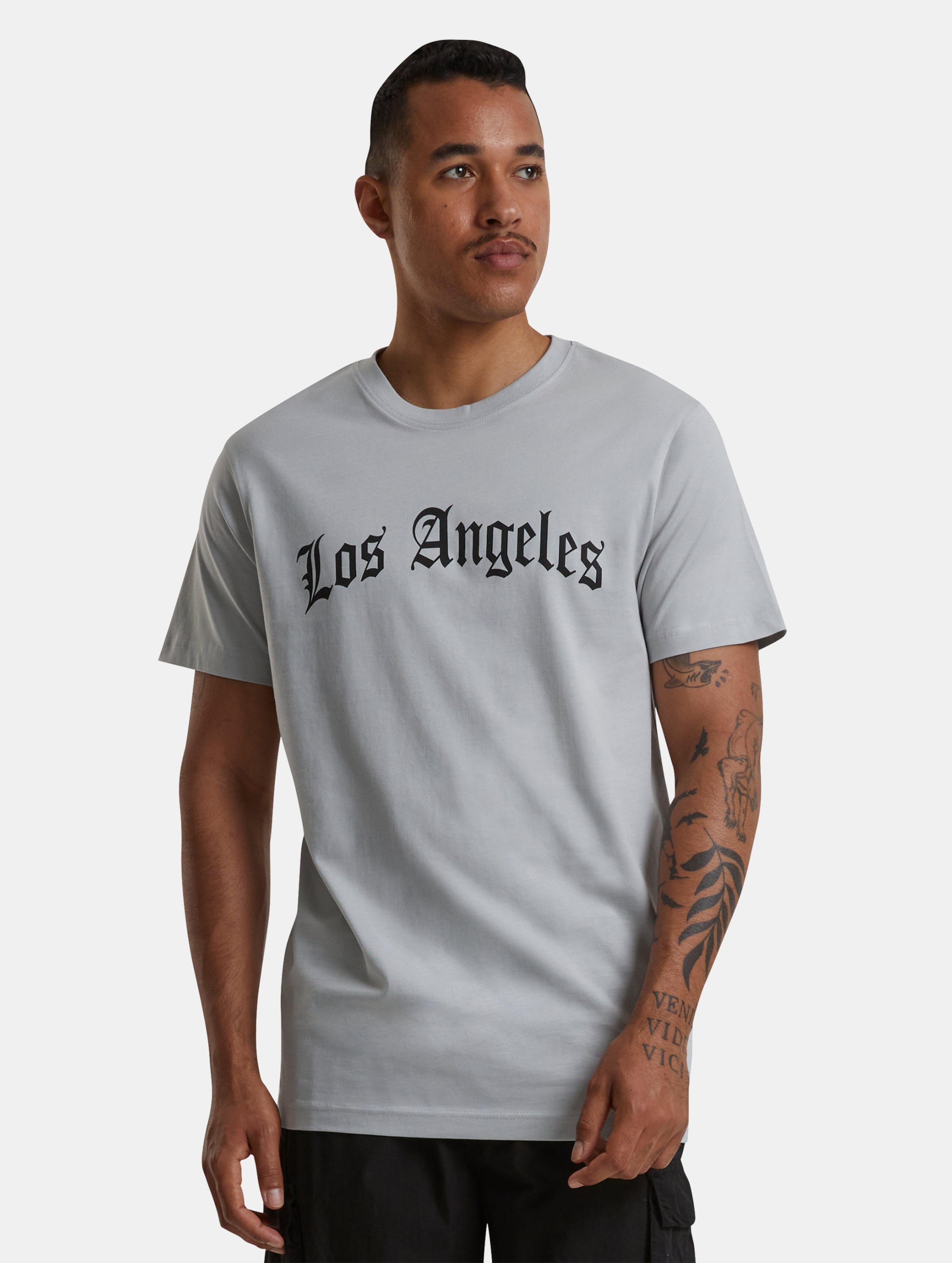 Mister Tee Los Angeles Wording T-Shirts Männer,Unisex op kleur grijs, Maat M