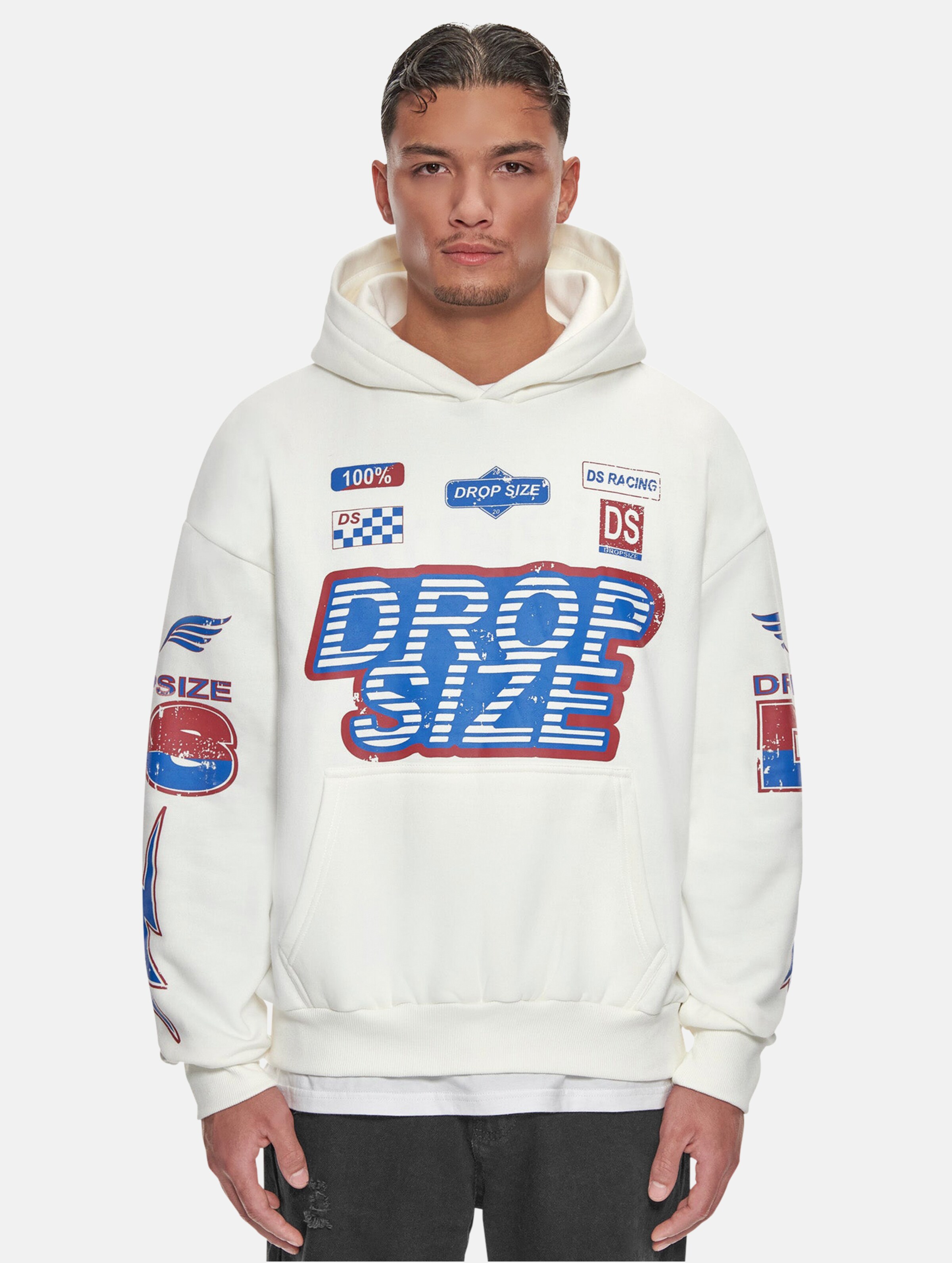 Dropsize Heavy Oversize Racing Hoodies op kleur wit, Maat S