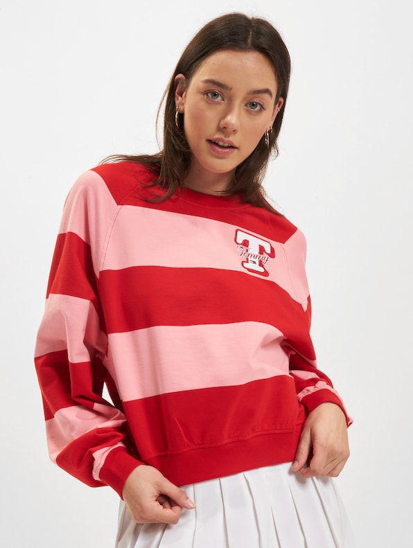 Relaxed Letterman Striped Crew-0