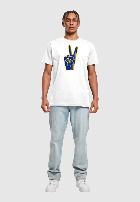 Peace - Victory Hand T-Shirt Round Neck-2