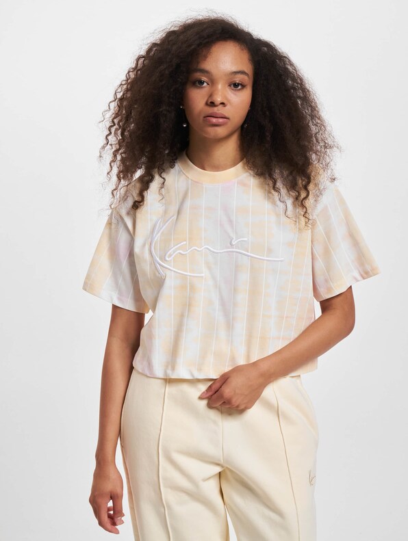 KW222-030-1 KK Signature Tie Dye Pinstripe Crop Tee-2