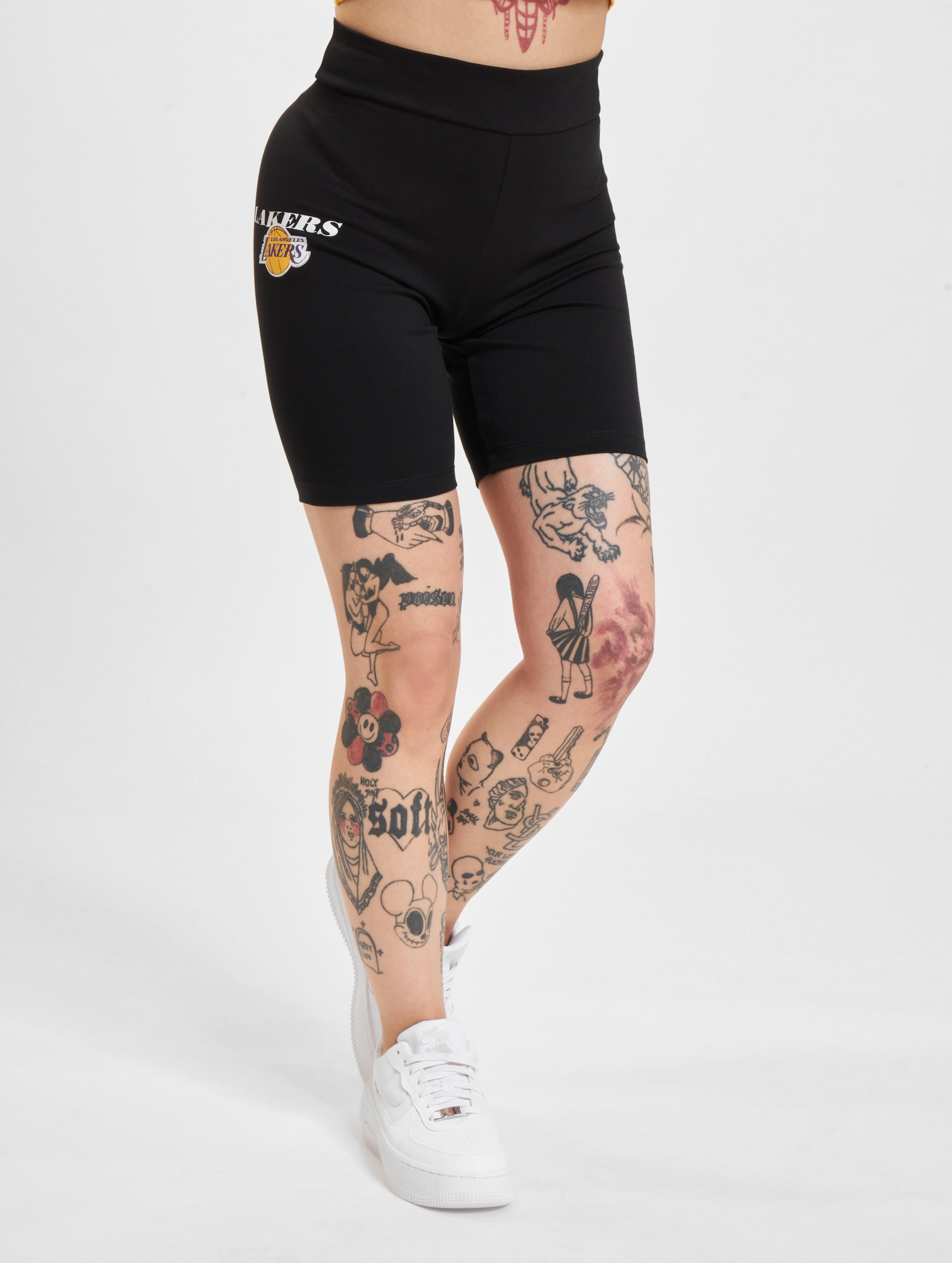 New Era NBA Logo Cycling LA Lakers Shorts Vrouwen op kleur zwart, Maat XL