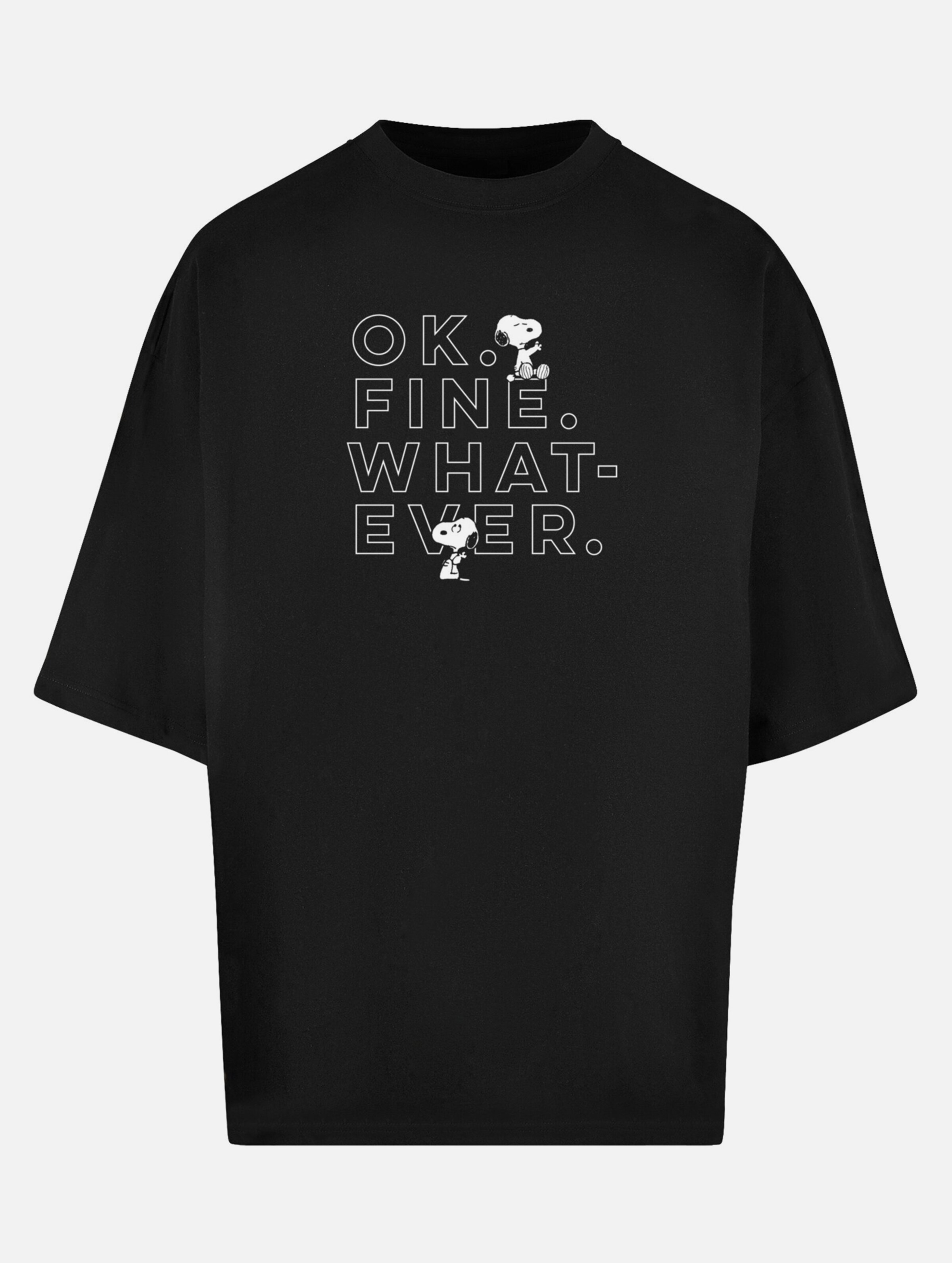 Merchcode Peanuts - Ok Fine Whatever Huge Tee op kleur zwart, Maat 4XL