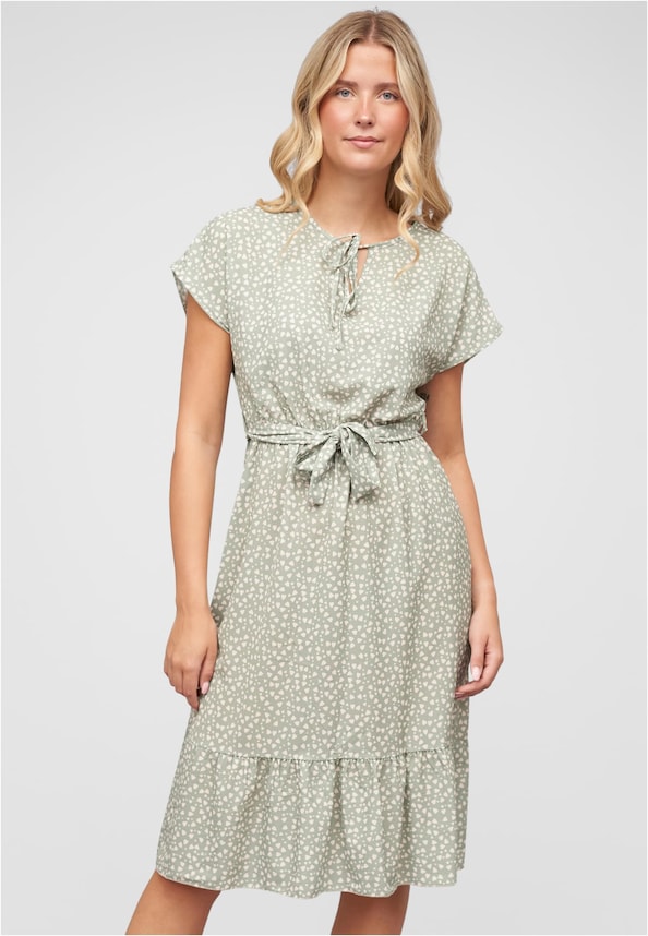 T-Shirt-Kleid mit All Over Herz Print und Bindegürtel-0