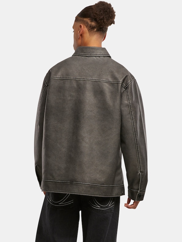 Urban Classics Synthetic Vintage Leather Shirt Jacket-1