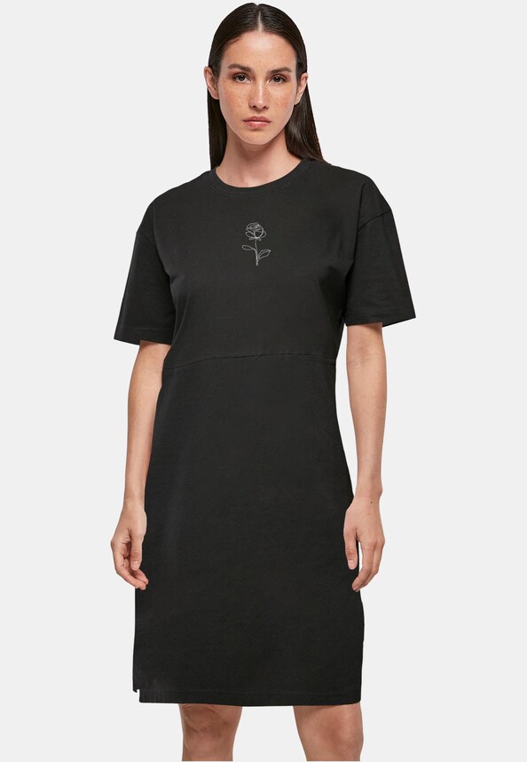 Ladies Rose Oversized Slit Tee Dress-0