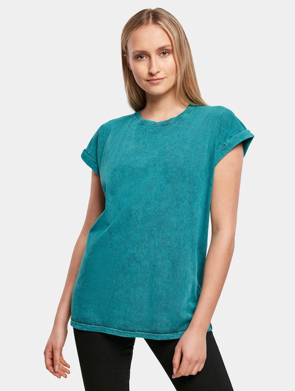Ladies Acid Washed Extended Shoulder-0