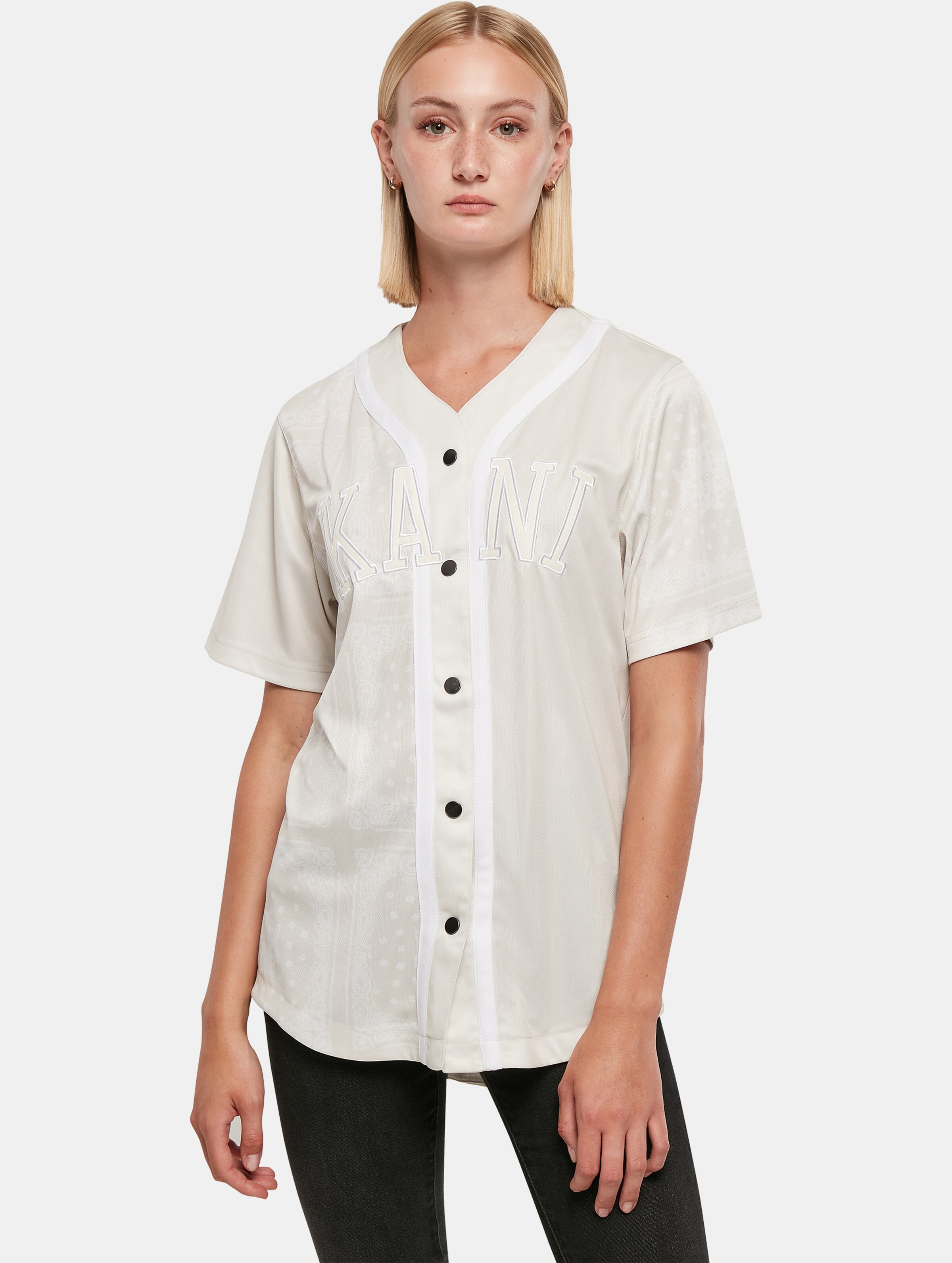 AP Textil College Paisley Block Baseball Shirt Vrouwen op kleur wit, Maat XL