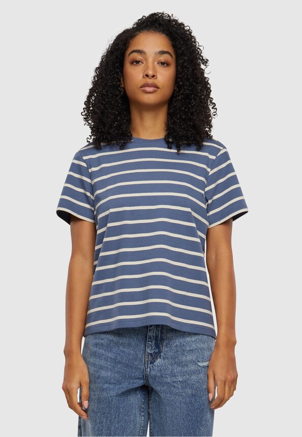 Ladies Striped Boxy Tee-0