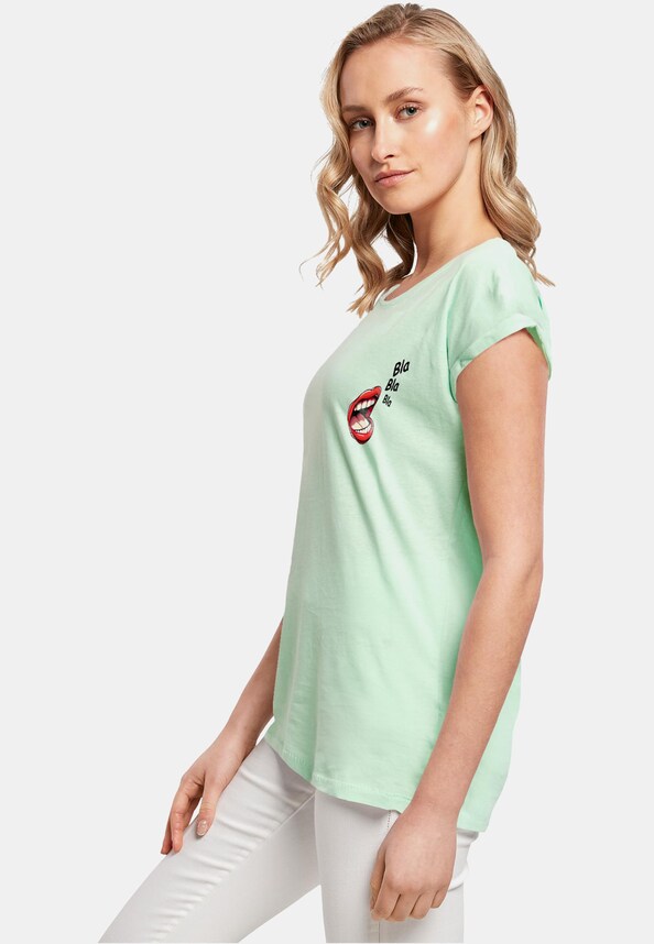 Ladies Bla Bla Bla Comic Extended Shoulder Tee-2