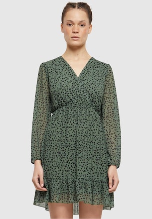 Cloud5ive V-Neck Chiffon in Wickeloptik mit Leo Print Dress