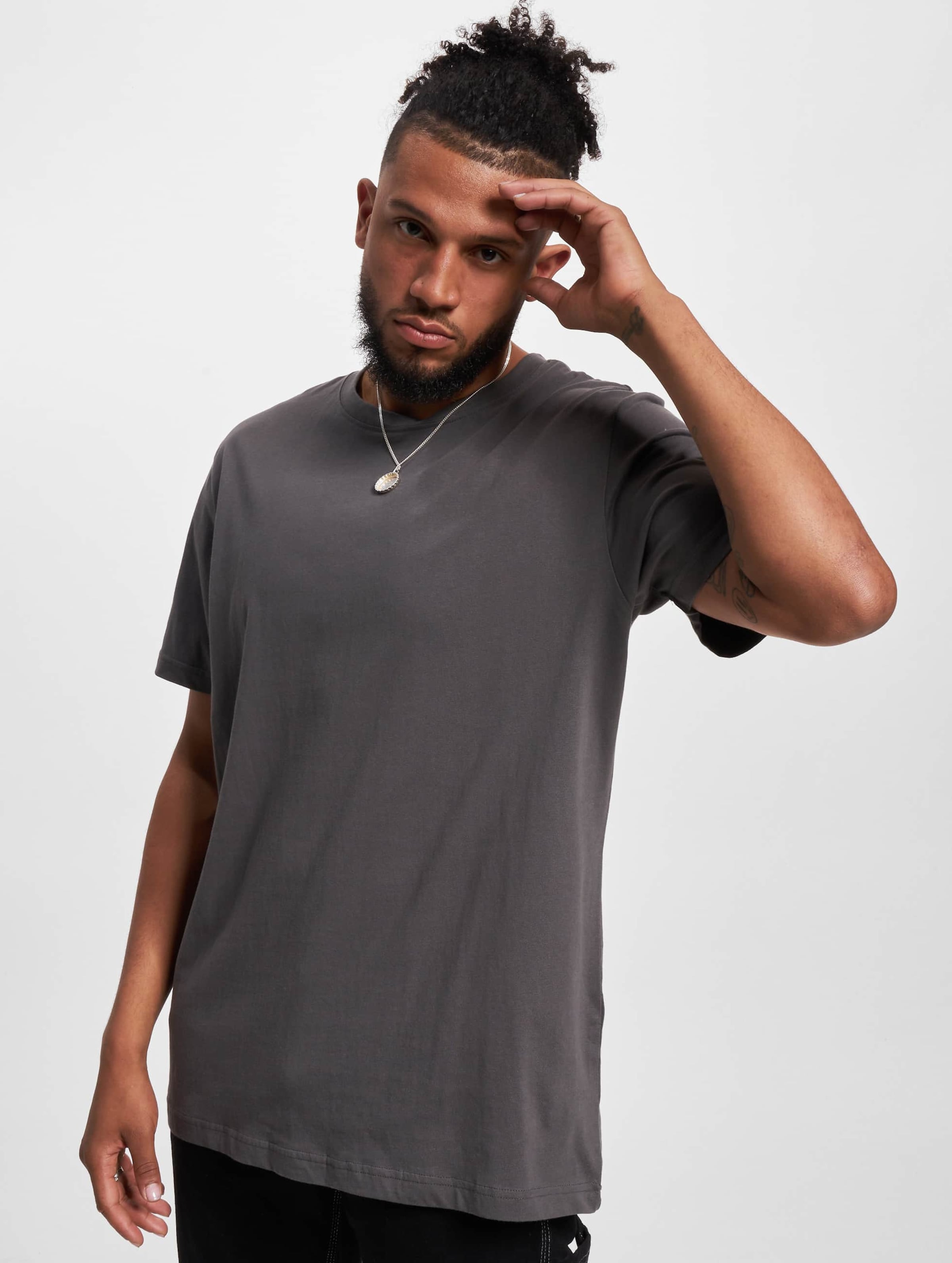 Build Your Brand T-Shirt Round Neck Mannen op kleur grijs, Maat M