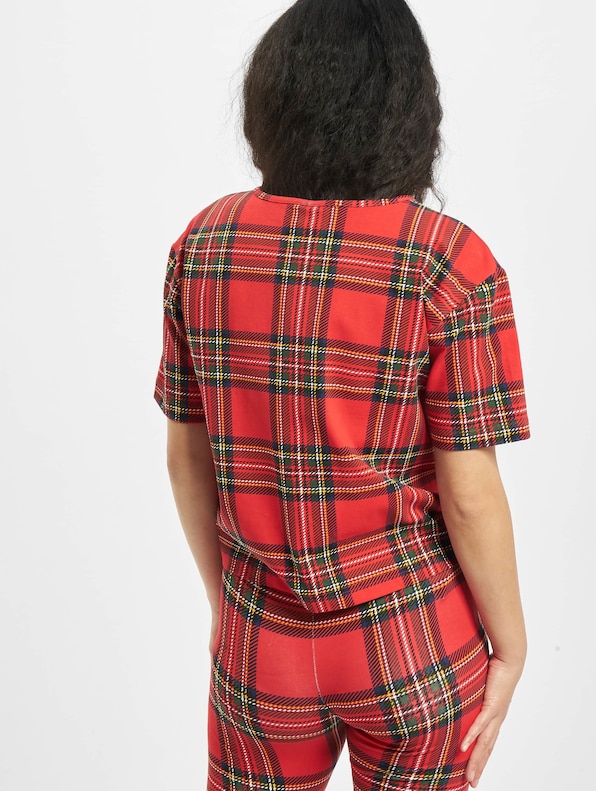 Ladies AOP Tartan Short Oversized Tee-1