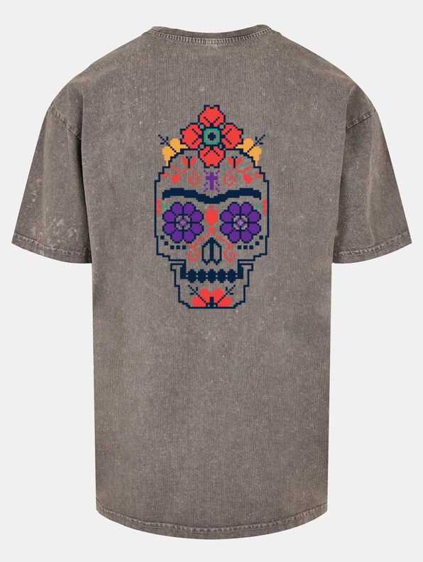 Frida Kahlo - Pixels viva la vida Acid Washed Heavy Oversize -3