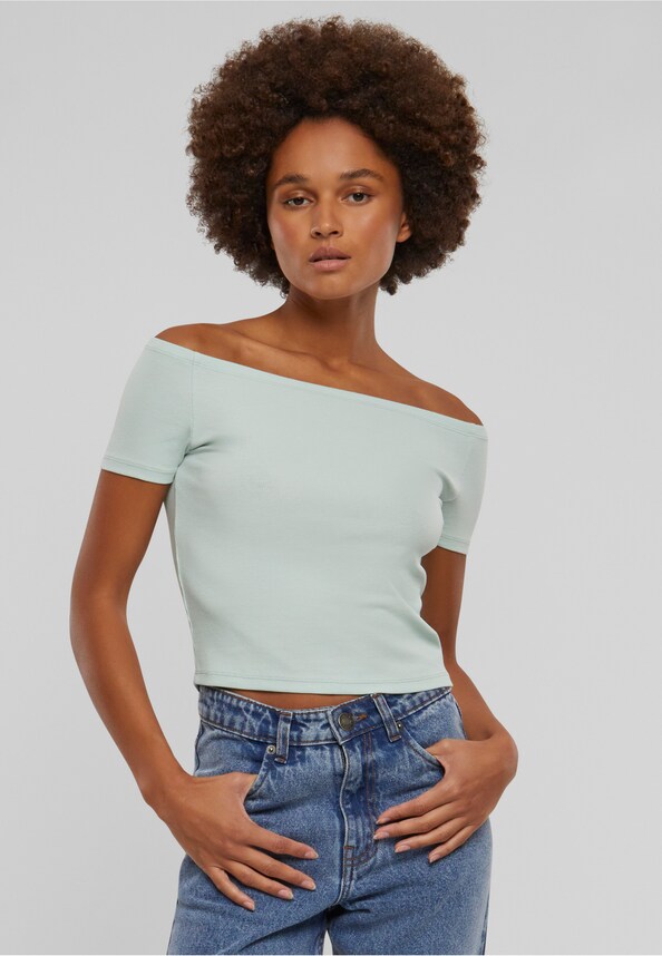 Ladies Organic Off Shoulder Rib Tee-0