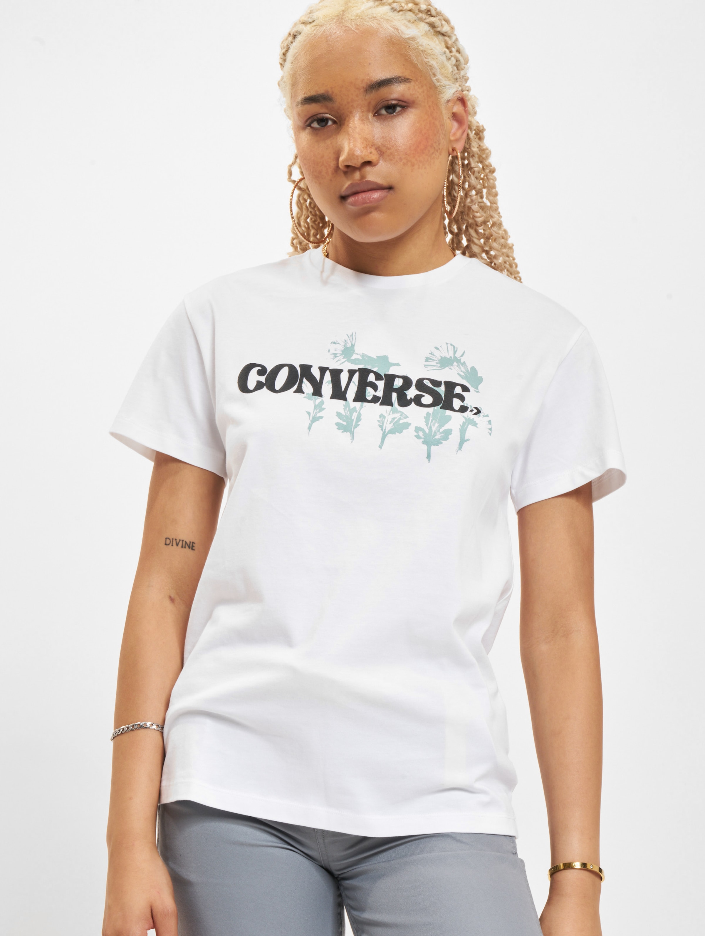 Converse Hybrid Flower Relaxed T-Shirt Frauen,Unisex op kleur wit, Maat M