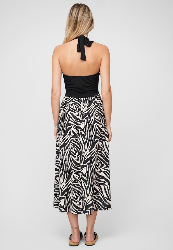 Maxi Neckholder-Dress with zebra print-1