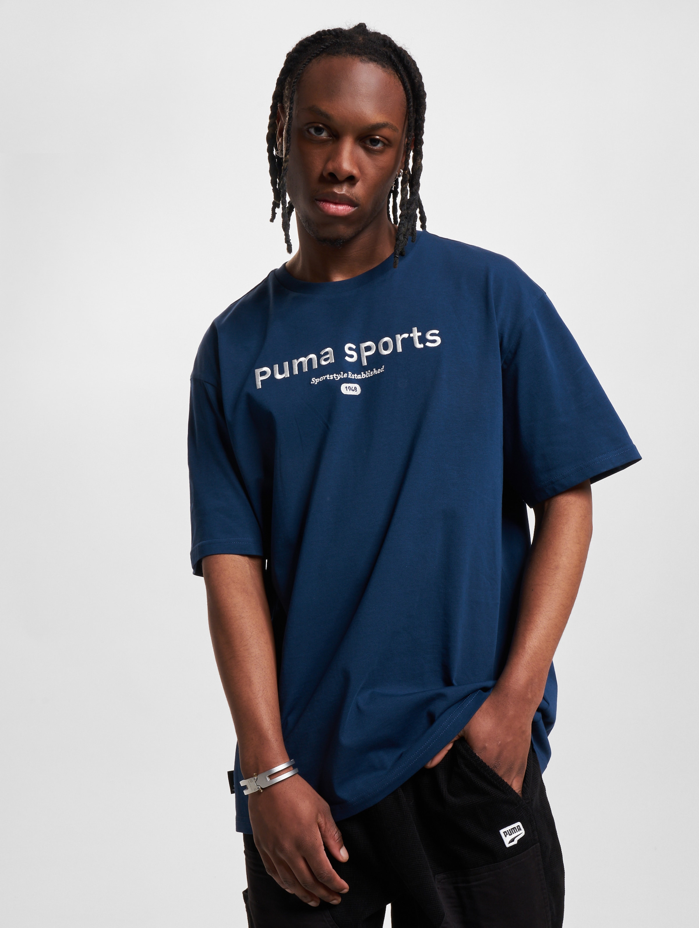 Puma Team Graphic Tee T-Shirts Mannen op kleur blauw, Maat S