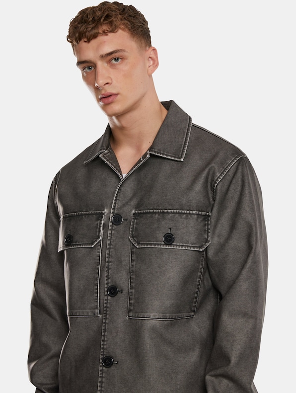 Urban Classics Synthetic Vintage Leather Shirt Jacket-4