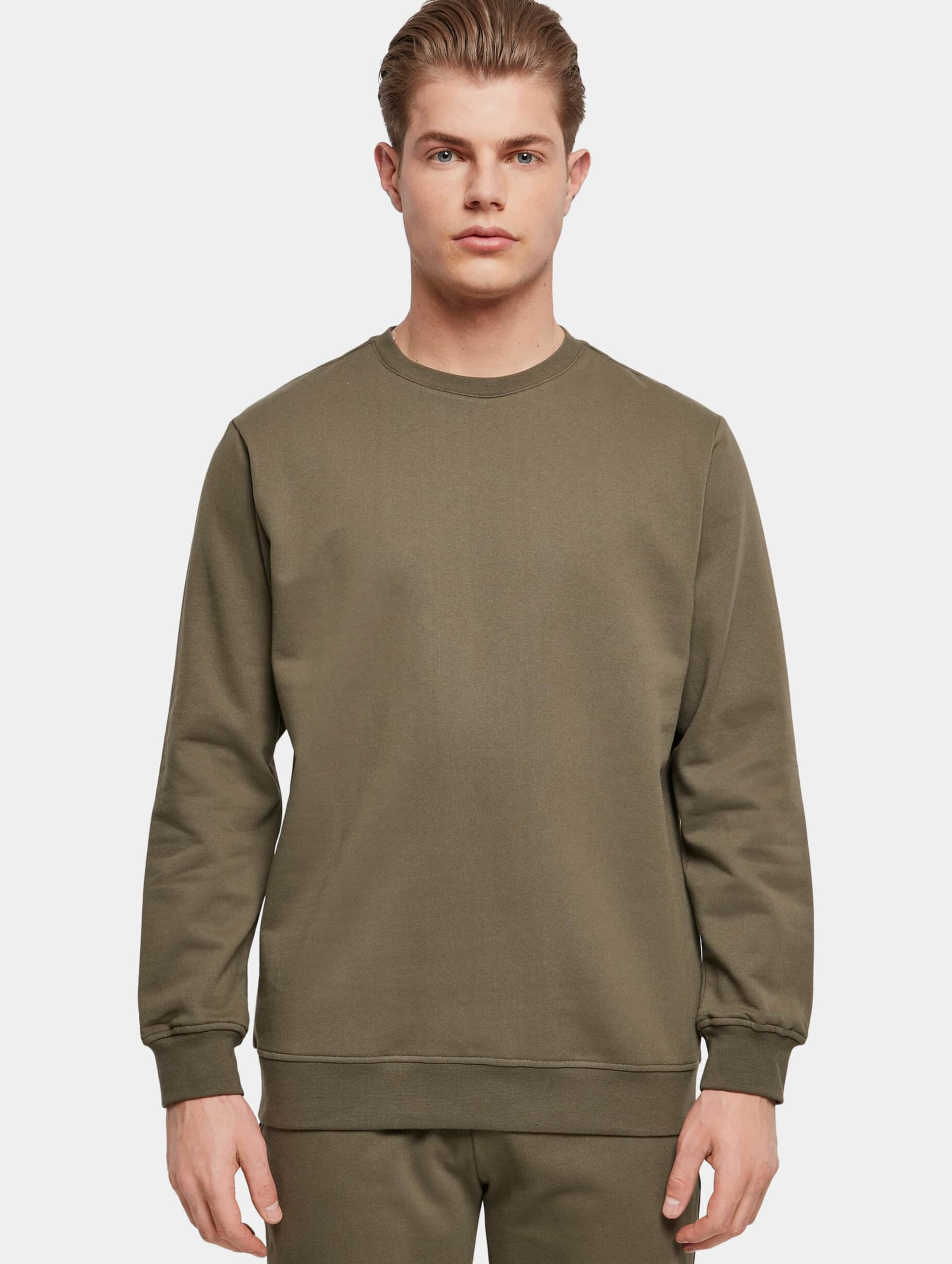 Basic Crewneck Sweater met ronde hals Olive - 4XL