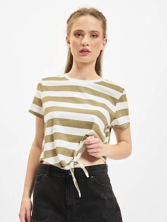Only May Cropped Knot Stripe T-Shirt