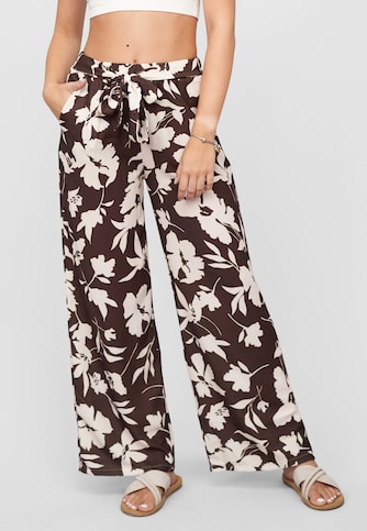 Pants with tie belt and aop flower print