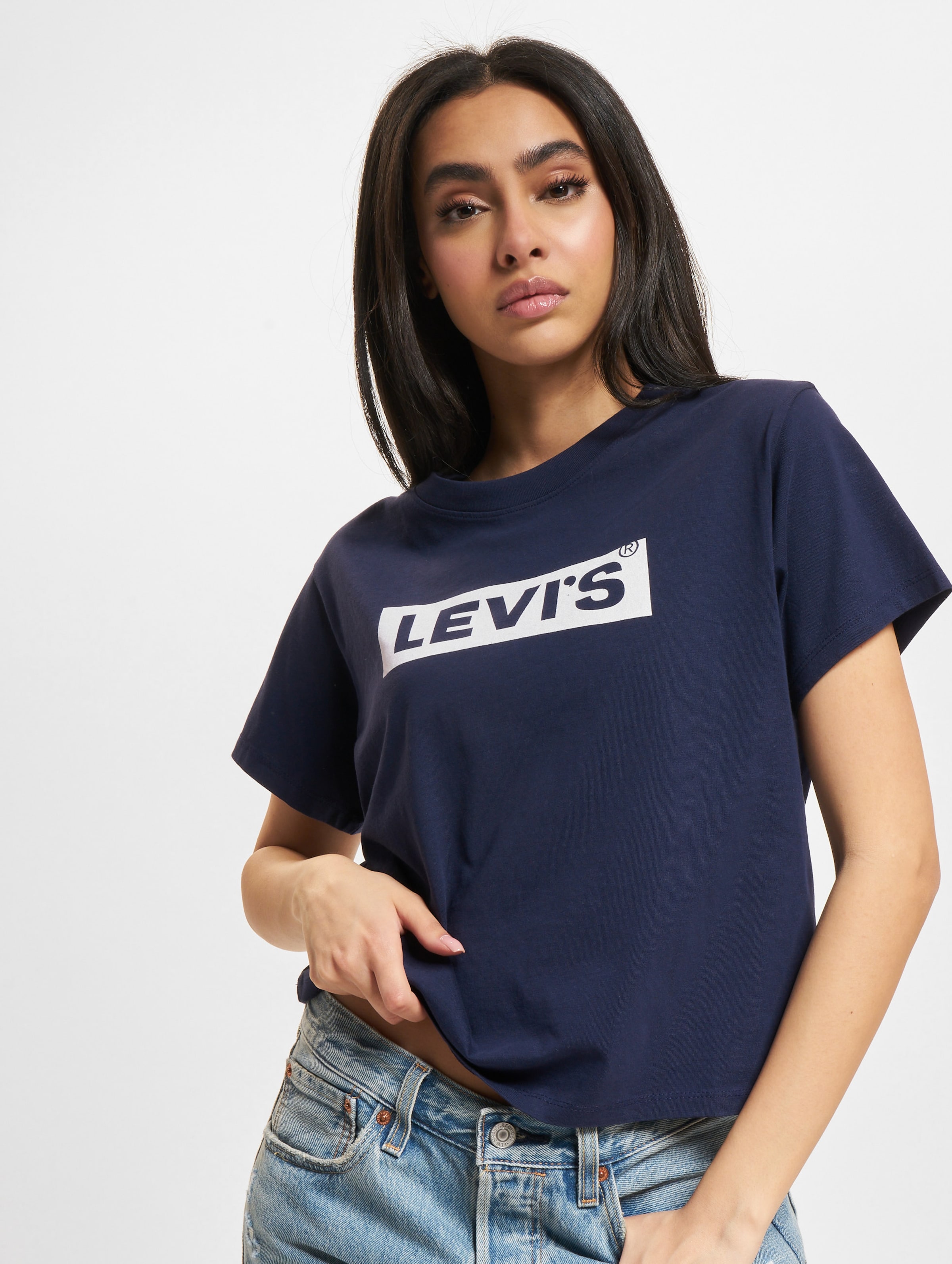 Levi's Levis Cropped Jordie T-Shirt Frauen,Unisex op kleur blauw, Maat XS