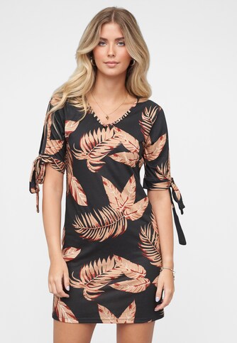 Cloud5ive V-Neck Kleid Palmenprint -beige