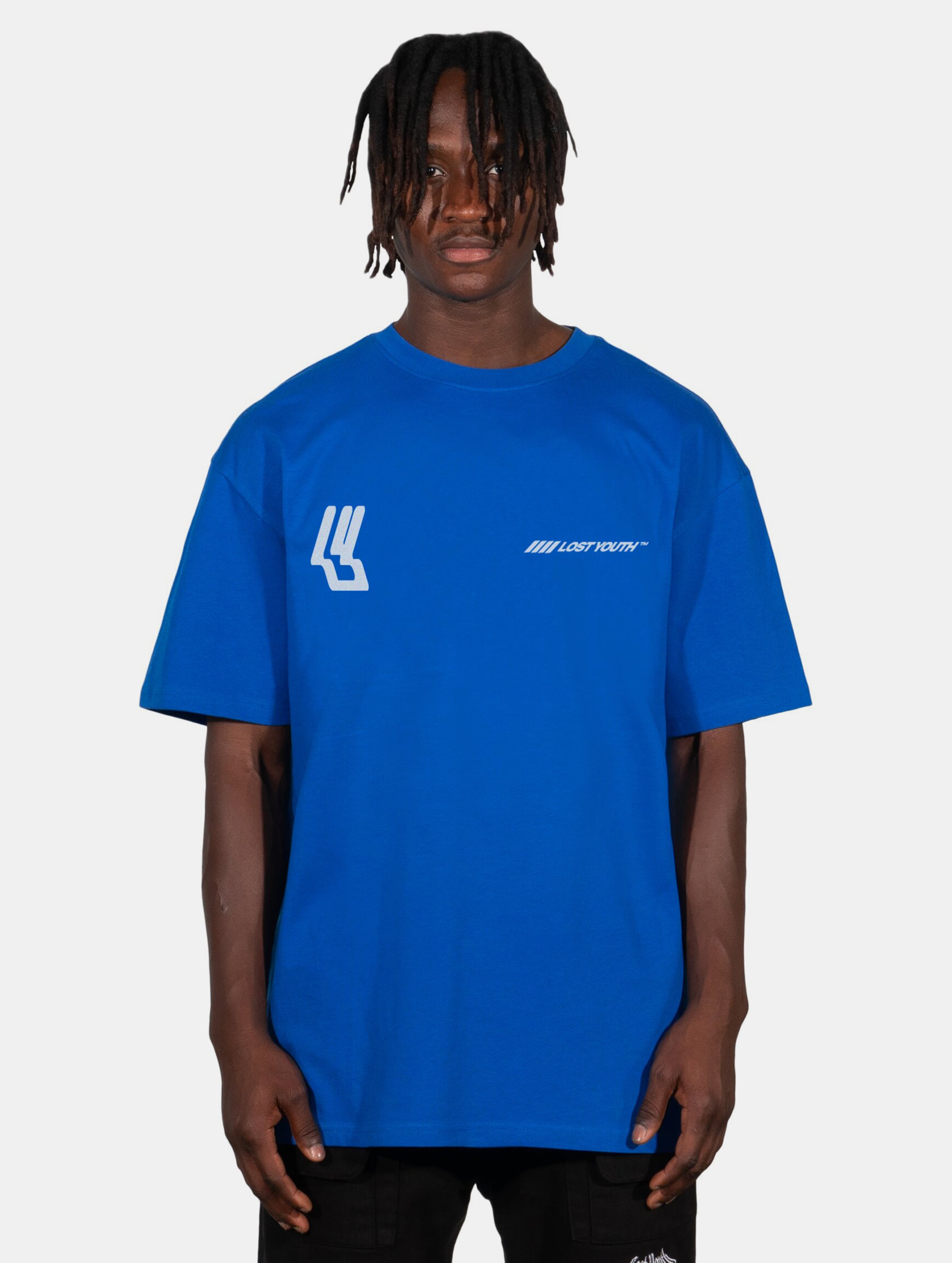 Lost Youth LY TEE- ICON V.2 Mannen op kleur blauw, Maat S