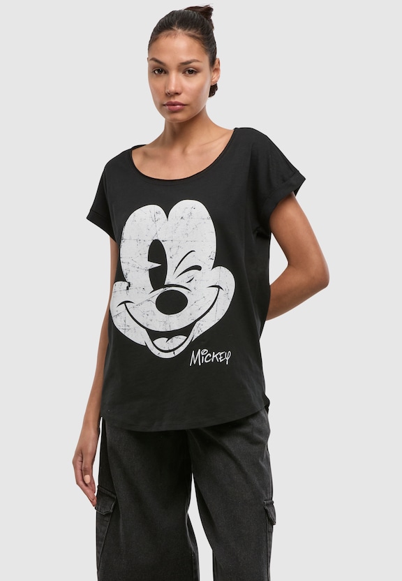 Disney Mickey Mouse Since Beaten Face CHAR CADT with Ladies Long Slub -0