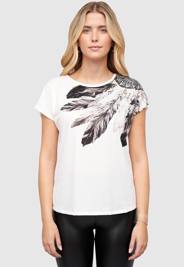 Cloud5ive Damen Viskose T-Shirt mit Traumfänger Print-0