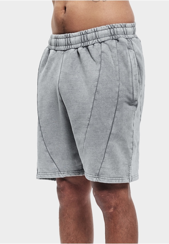 Cutline Washed Sweat Shorts-2