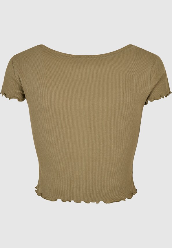 Ladies Cropped Button Up Rib -5