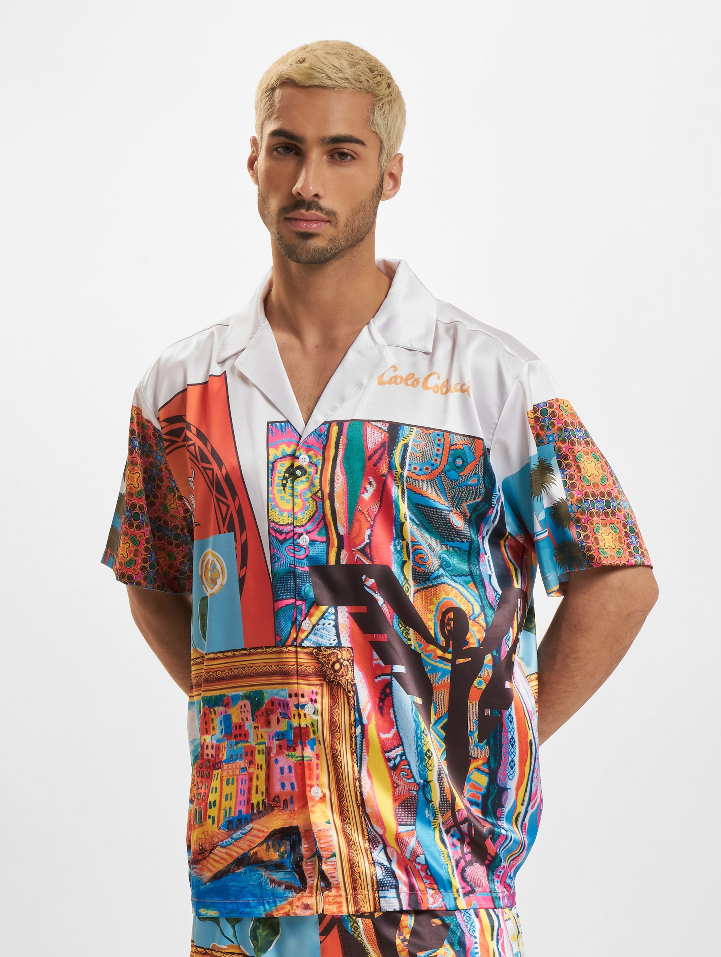 Carlo Colucci Multi Shirt Mannen op kleur kleurrijk, Maat XL