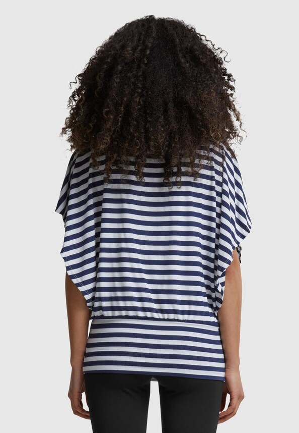 Cloud5ive Fashion Damen Viskose Fledermausarm Shirt 2in1 Optik Streifen-1